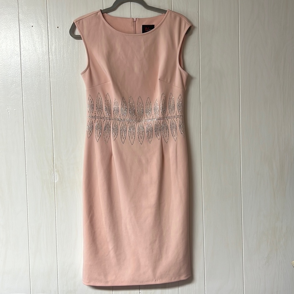 Light pink, jeweled, knee length dress